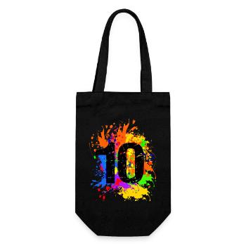 10. Enfants Anniversaire Enfant Fête Motif d’éclaboussures coloré - Sac à bouteille - noir - Devant