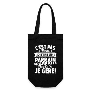 C'est Pas Facile D'être Un Parrain Parfait Cadeau - Sac à bouteille - noir - Devant