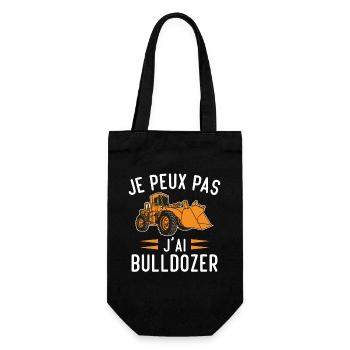 Je peux pas j'ai bulldozer humour cadeau - Sac à bouteille - noir - Devant