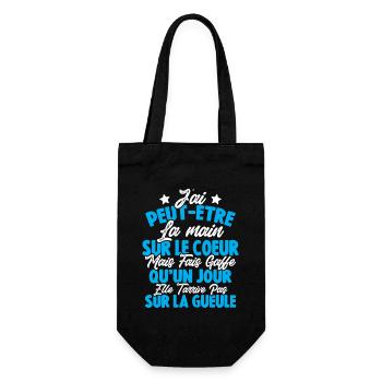 J'ai peut être la main sur le coeur humour cadeau - Sac à bouteille - noir - Devant