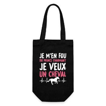 Je m'en fou du prince charmant je veux un cheval - Sac à bouteille - noir - Devant