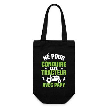 Né pour conduire un tracteur avec papy Cadeau - Sac à bouteille - noir - Devant