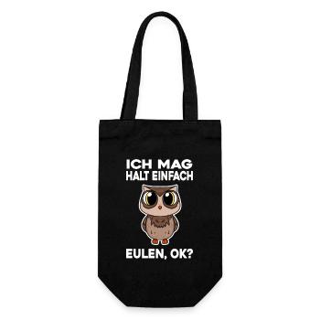 Ich mag halt einfach Eulen - Geschenkbeutel für Flaschen - Schwarz - Vorne