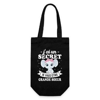 J'ai un secret je vais être grande sœur cadeau - Sac à bouteille - noir - Devant