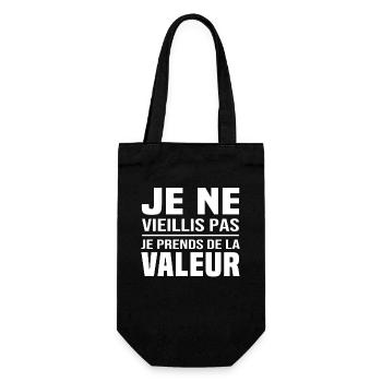 Je ne vieillis pas, je prends de la valeur - Sac à bouteille - noir - Devant
