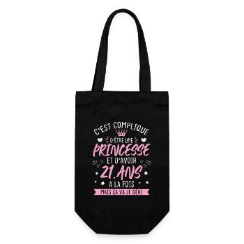 Une princesse et d'avoir 21 ans, Cadeau 21 ans - Sac à bouteille - noir - Devant