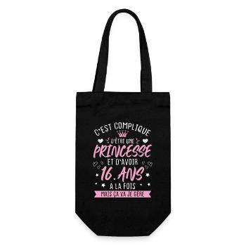 Une princesse et d'avoir 16 ans, Cadeau 16 ans - Sac à bouteille - noir - Devant
