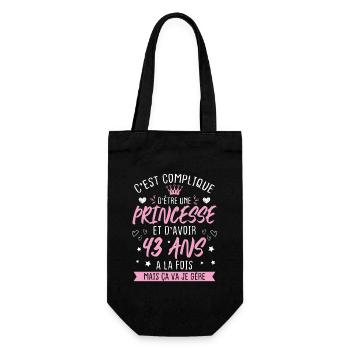 Une princesse et d'avoir 43 ans, Cadeau 43 ans - Sac à bouteille - noir - Devant