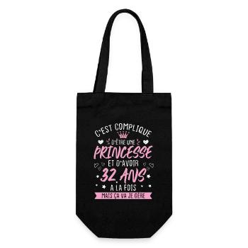 Une princesse et d'avoir 32 ans, Cadeau 32 ans - Sac à bouteille - noir - Devant