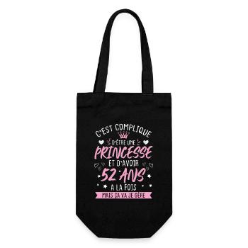 Une princesse et d'avoir 52 ans, Cadeau 52 ans - Sac à bouteille - noir - Devant
