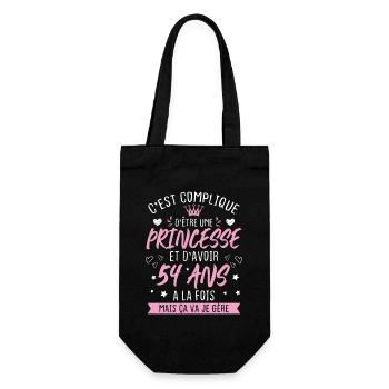 Une princesse et d'avoir 54 ans, Cadeau 54 ans - Sac à bouteille - noir - Devant