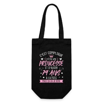 Une princesse et d'avoir 79 ans, Cadeau 79 ans - Sac à bouteille - noir - Devant