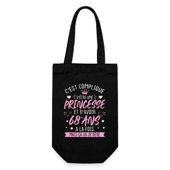 Une princesse et d'avoir 68 ans, Cadeau 68 ans - Sac à bouteille - noir - Devant