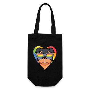 LGBT Hund Rottweiler Regenbogen - Geschenkbeutel für Flaschen - Schwarz - Vorne