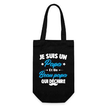 je suis un papa et beau-papa qui déchire - Sac à bouteille - noir - Devant