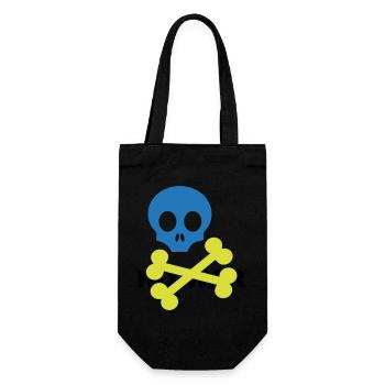 Neon Blue Skull and Crossbones - Gift Bag for Bottles - black - Front