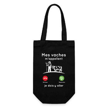 Mes vaches m'appellent, Agriculteur humour cadeau - Sac à bouteille - noir - Devant
