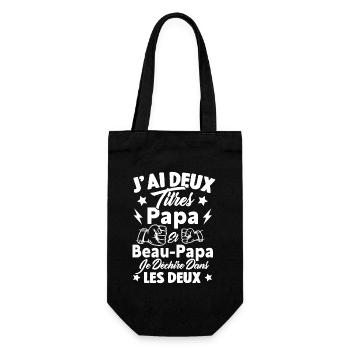 J'ai deux titres papa et beau papa - Sac à bouteille - noir - Devant
