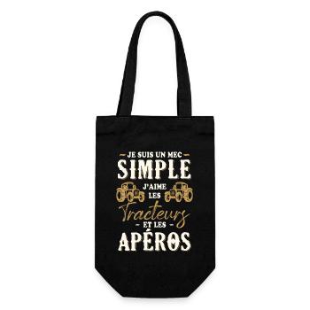 Un Mec Simple J'aime Les Tracteurs Et Les Apéros - Sac à bouteille - noir - Devant