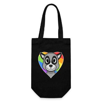 LGBT Tier Lemur Regenbogen Herz - Geschenkbeutel für Flaschen - Schwarz - Vorne