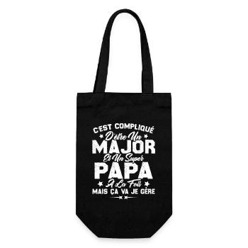 Papa Major Cadeau Humour Fête Des Pères - Sac à bouteille - noir - Devant