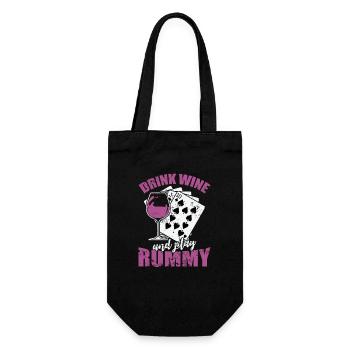 Buvez du vin et jouez au jeu de cartes Rummy Romme - Sac à bouteille - noir - Devant