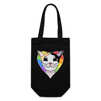 LGBT Katze Japanese Bobtail Regenbogen - Geschenkbeutel für Flaschen - Schwarz - Vorne