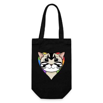 LGBT Katze American Shorthair Regenbogen - Geschenkbeutel für Flaschen - Schwarz - Vorne