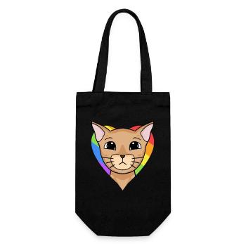LGBT Katze Abessinierkatze Regenbogen - Geschenkbeutel für Flaschen - Schwarz - Vorne