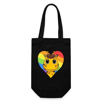 Giraffe LGBT Regenbogen Farben - Geschenkbeutel für Flaschen - Schwarz - Vorne