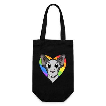 LGBT Katze Orientalisch Kurzhaar Regenbogen - Geschenkbeutel für Flaschen - Schwarz - Vorne