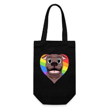 LGBT Hund American Pit Bull Terrier Regenbogen - Geschenkbeutel für Flaschen - Schwarz - Vorne