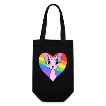 LGBT Katze Sphynx Regenbogen - Geschenkbeutel für Flaschen - Schwarz - Vorne