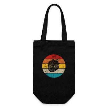 Strawberry Fruit Lover Retro Healthy Gift idea - Geschenkbeutel für Flaschen - Schwarz - Vorne