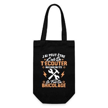 Dans Ma Tête Je Fais Du Bricolage Cadeau Humour - Sac à bouteille - noir - Devant