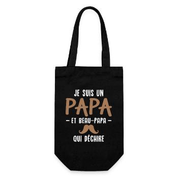 Je suis un papa et beau papa qui déchire - Sac à bouteille - noir - Devant