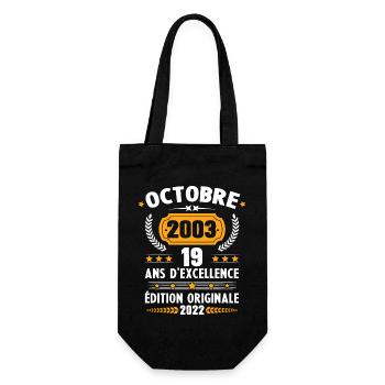 Cadeau D'anniversaire Rétro 19 Ans Octobre 2003 - Sac à bouteille - noir - Devant