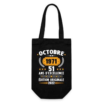 Cadeau D'anniversaire Rétro 51 Ans Octobre 1971 - Sac à bouteille - noir - Devant