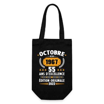 Cadeau D'anniversaire Rétro 55 Ans Octobre 1967 - Sac à bouteille - noir - Devant
