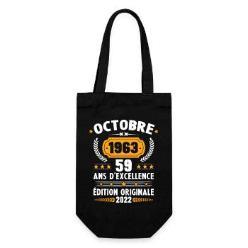 Cadeau D'anniversaire Rétro 59 Ans Septembre 1963 - Sac à bouteille - noir - Devant