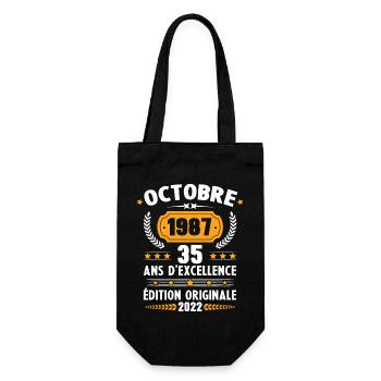 Cadeau D'anniversaire Rétro 35 Ans Octobre 1987 - Sac à bouteille - noir - Devant