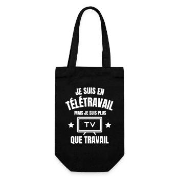 télétravail, travail, fan de télé - Sac à bouteille - noir - Devant