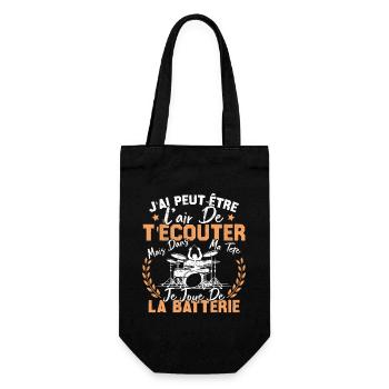 Dans Ma Tête Je Joue De La Batterie Batteur Cadeau - Sac à bouteille - noir - Devant