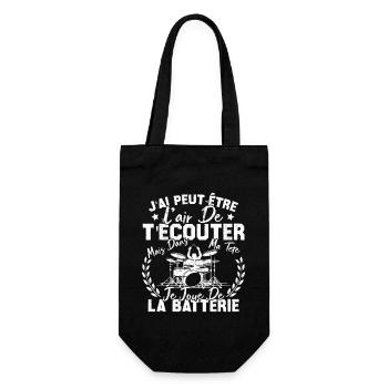 Dans Ma Tête Je Joue De La Batterie Batteur Cadeau - Sac à bouteille - noir - Devant