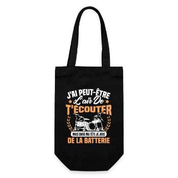 Dans Ma Tête Je Joue De La Batterie Batteur Cadeau - Sac à bouteille - noir - Devant
