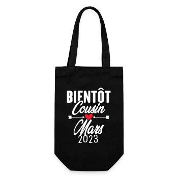 Bientôt Cousin Mars 2023, Annonce Grossesse - Sac à bouteille - noir - Devant
