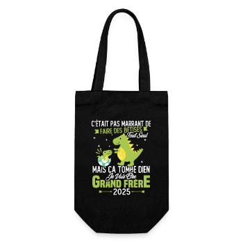 Je vais être grand frère 2025 / Cadeau grand frère - Sac à bouteille - noir - Devant