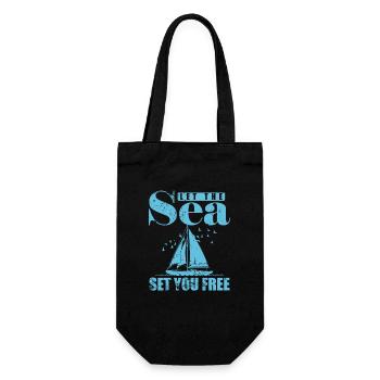 Let the Sea set you Free Segeln Boot Sport - Geschenkbeutel für Flaschen - Schwarz - Vorne