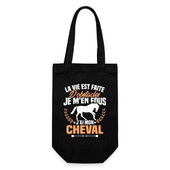 Je m'en fous j'ai mon cheval, Cadeau équitation - Sac à bouteille - noir - Devant