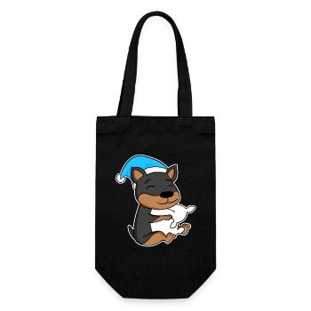 Chien Nain Pinscher avec oreiller et bonnet de couchage - Sac à bouteille - noir - Devant